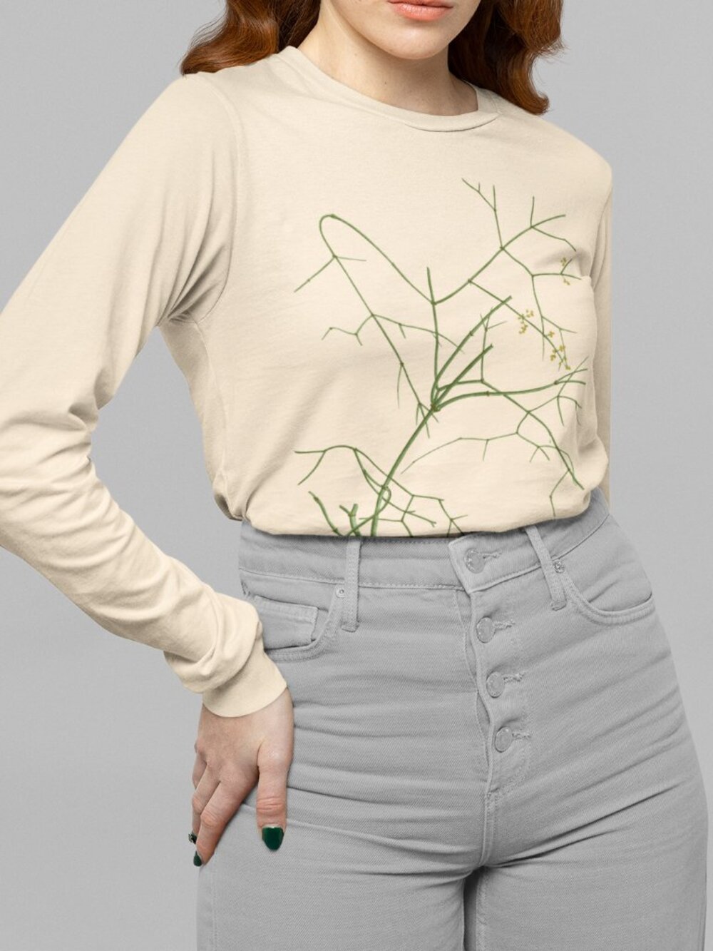 Tall Jointfir Vintage Floral Print Long Sleeve Graphic Tee T-shirt S-XXL